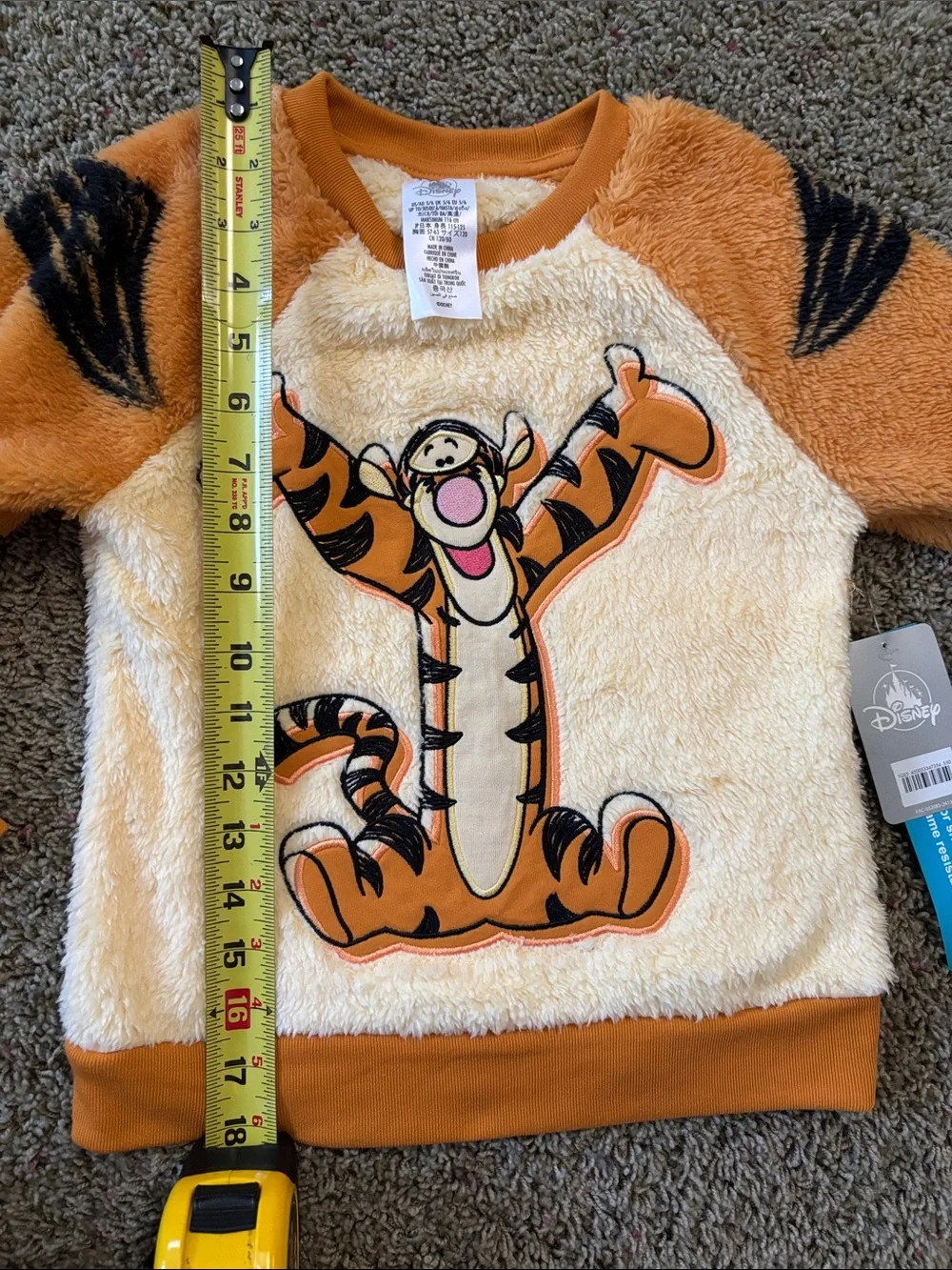 Disney Winnie the Pooh Tigger Kids Fuzzy Two-Piece Pajama Costume - Sz 5/6 NWT